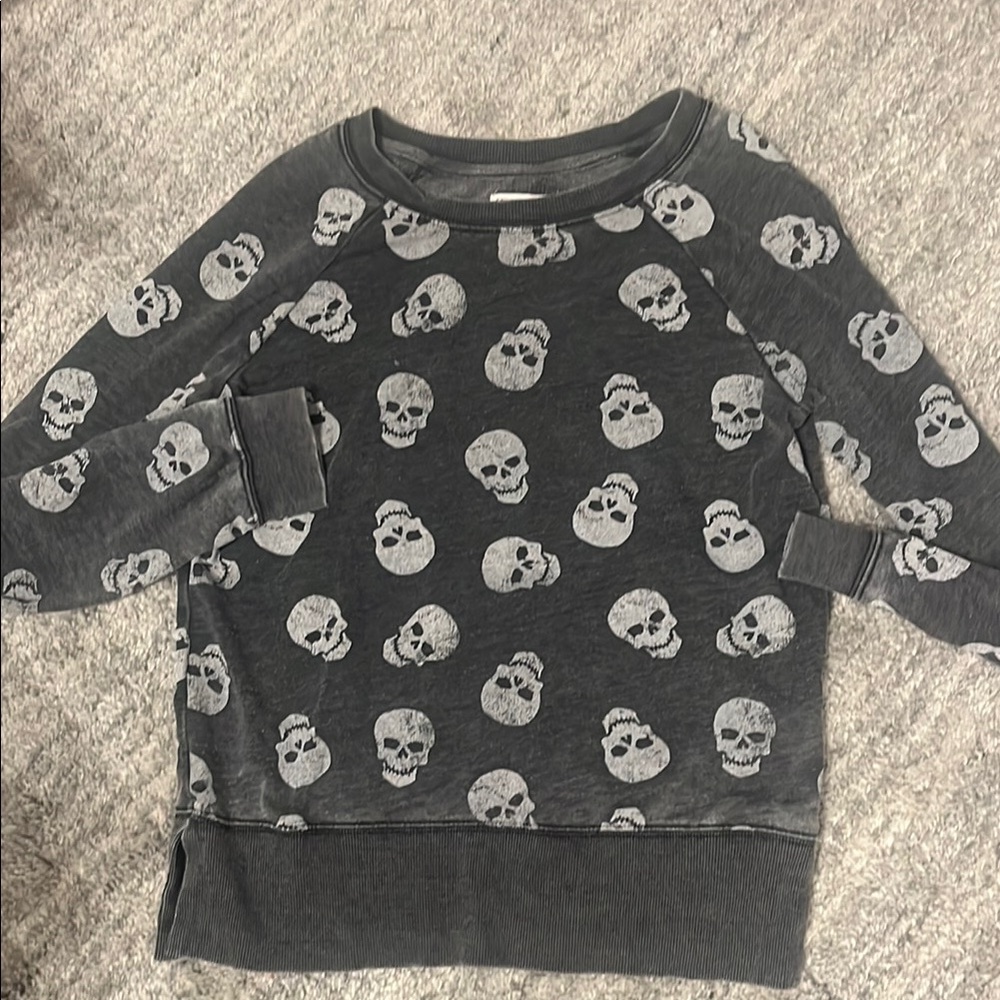 Skull Print Kids Sweatshirt - Gray